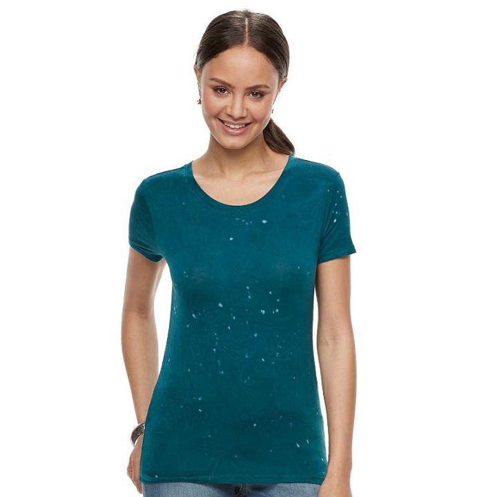 Juniors' Mudd Washed Crewneck Tee, Teens, Size: Medium, Blue