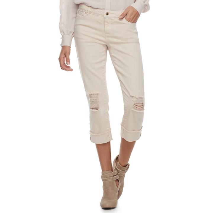 Women's Jennifer Lopez Distressed Capri Jeans, Size: 12, Blue