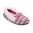 Dearfoams Patterned Sweater Knit Girls' Moccasin Slippers, Size: 9-10t, Purple Oth