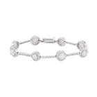 Lab-created Opal & Cubic Zirconia Sterling Silver Station Bracelet, Women's, Size: 7, White