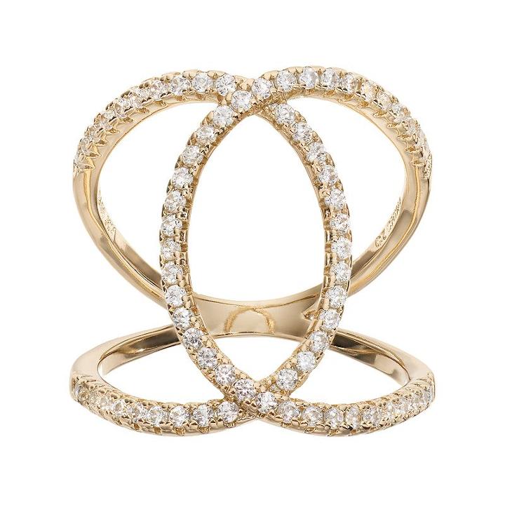 Fleur Cubic Zirconia Overlapping Loop Ring, Women's, Size: 8, Yellow