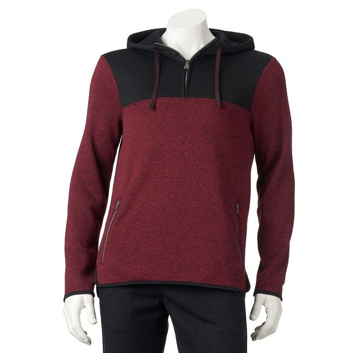 Men's Urban Pipeline&reg; Quarter-zip Fleece Hoodie, Size: Large, Red