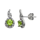 Sterling Silver Peridot And Diamond Accent Twist Frame Stud Earrings, Women's, Green
