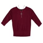 Girls 7-16 Iz Amy Byer Lattice 3/4-sleeve Top With Necklace, Size: Xl, Med Purple