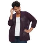 Plus Size Croft & Barrow&reg; Open-stitch Cardigan, Women's, Size: 4xl, Drk Purple
