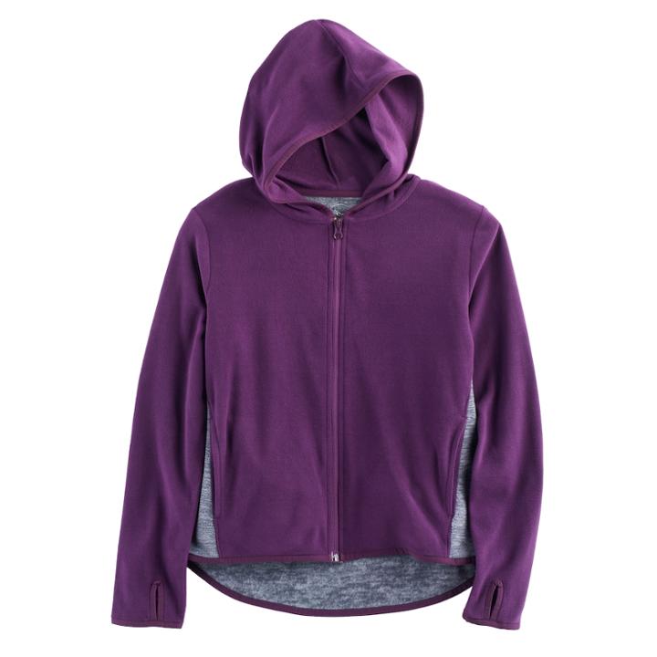 Girls 7-16 & Plus Size So&reg; Full Zip Microfleece Hoodie, Size: 10, Drk Purple