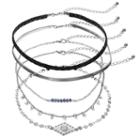 Braided, Beaded & Shaky Disc Choker Necklace Set, Women's, Multicolor