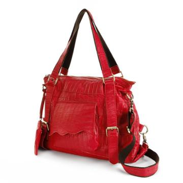 Amerileather Crunched Convertible Leather Tote, Women's, Red