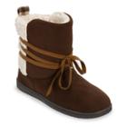 Dearfoams Women's Memory Foam Boot Slippers, Size: 10, Dark Brown