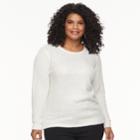 Plus Size Cathy Daniels Embellished Lurex Sweater, Women's, Size: 2xl, White Oth