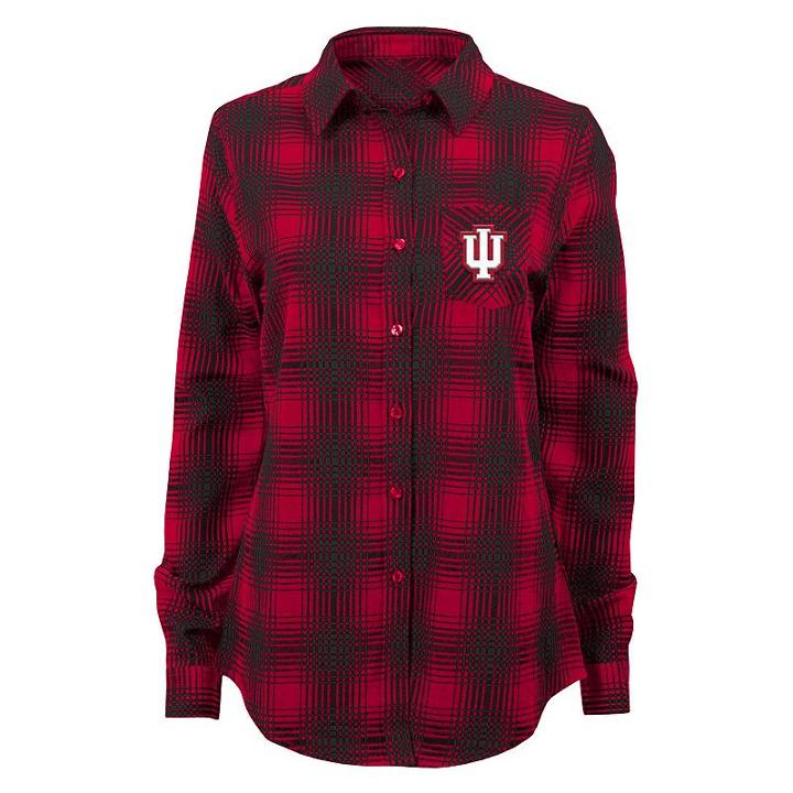 Women's Indiana Hoosiers Dream Plaid Shirt, Size: Medium, Red