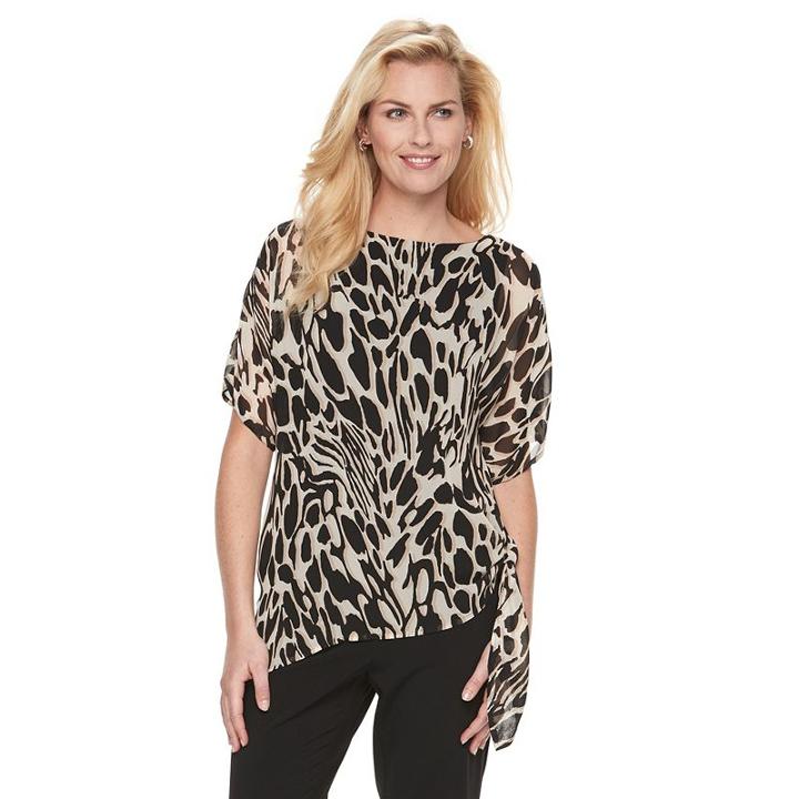 Women's Dana Buchman Chiffon Popover Top, Size: Medium, Light Grey