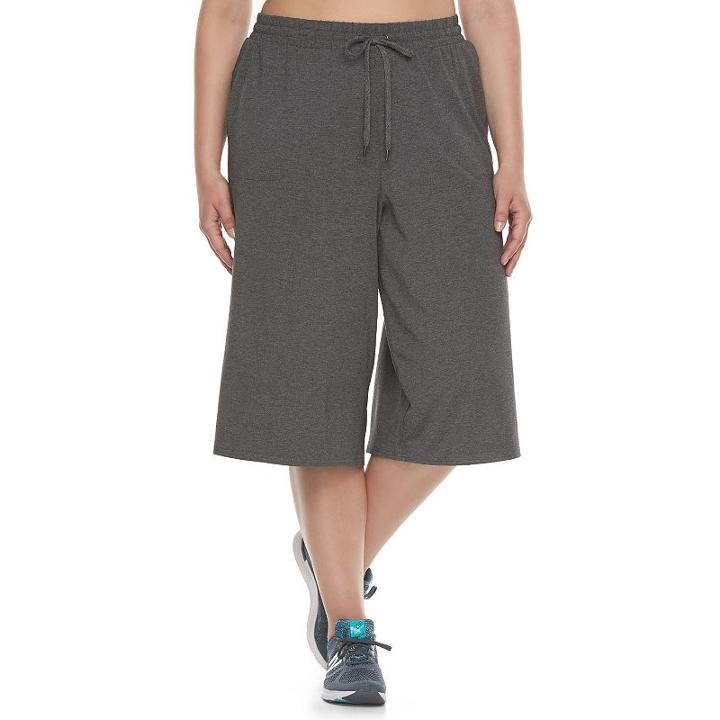 Plus Size Tek Gear&reg; Drawstring Capri Culottes, Women's, Size: 1xl, Dark Grey