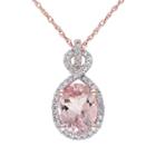 Morganite And 1/6 Carat T.w. Diamond 10k Rose Gold Pendant Necklace, Women's, Size: 17, Pink