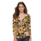 Women's Caribbean Joe Abstract 3/4 Sleeve Top, Size: Small, Oxford