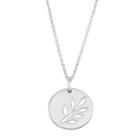 Journee Collection Sterling Silver Leaf Disc Pendant, Women's, Size: 18, Multicolor