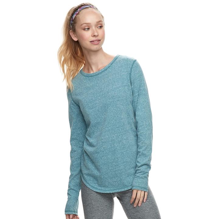 Women's Tek Gear&reg; Crewneck Long Sleeve Tee, Size: Small, Dark Blue