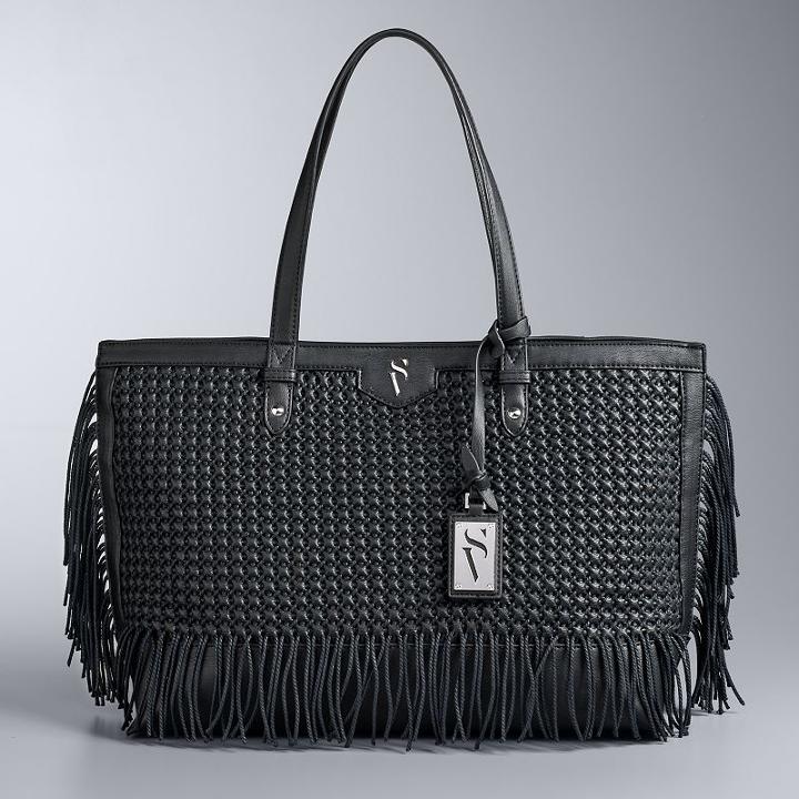 Simply Vera Vera Wang Colorblock Boswell Basketweave Tote, Women's, Black