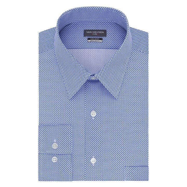 Men's Van Heusen Flex Collar Regular-fit Stretch Dress Shirt, Size: 17-34/35, Blue (navy)