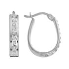 Diamond Mystique Platinum Over Silver Diamond Accent Pear Hoop Earrings, Women's, White