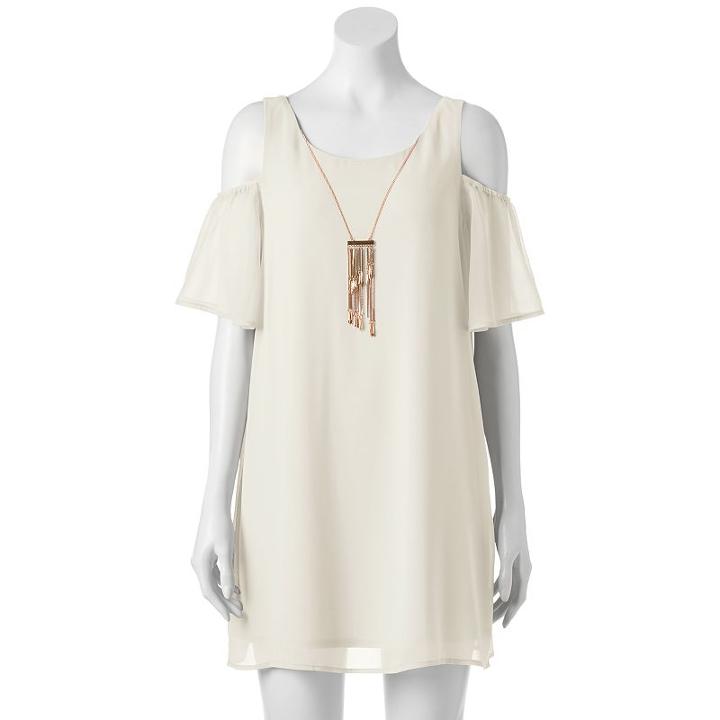 Juniors' Lily Rose Cold-shoulder Shift Dress, Girl's, Size: Small, Natural