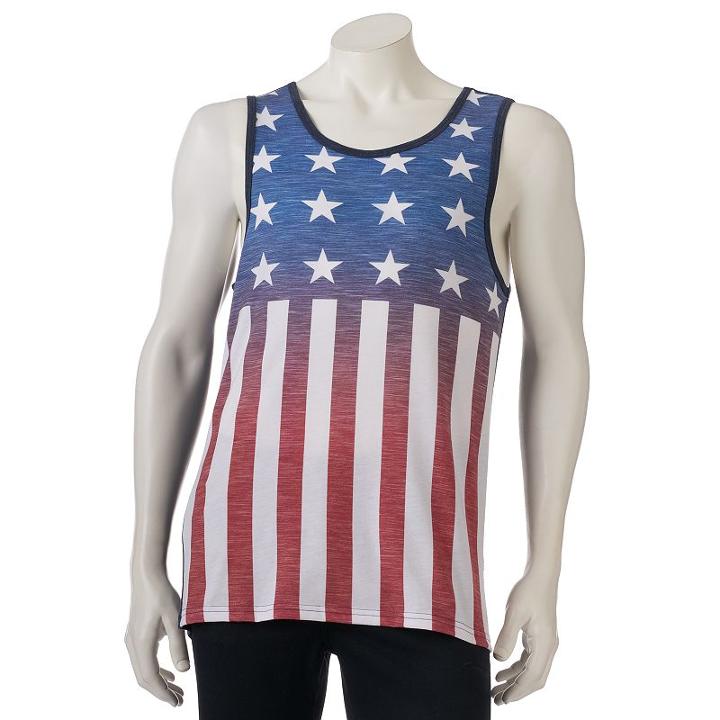 Men's Urban Pipeline&reg; American Flag Tank Top, Size: Xl, Blue