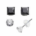 Renaissance Collection 10k White Gold 2 1/2-ct. T.w. Stud Earring Set - Made With Swarovski Zirconia, Women's, Black