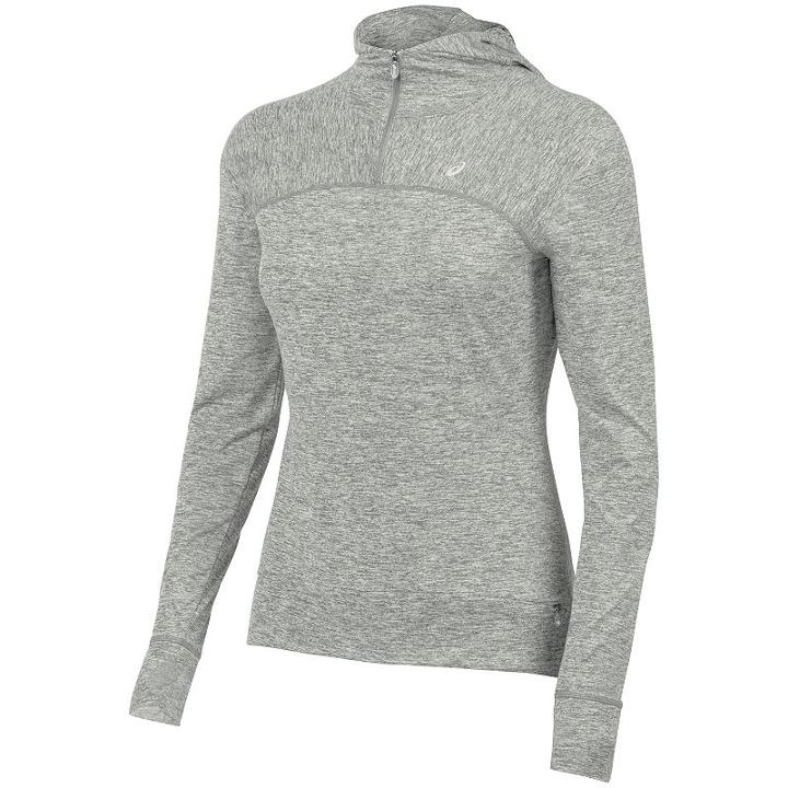 Women's Asics Ultra-soft Lux Quarter-zip Running Hoodie, Size: Xl, Light Grey