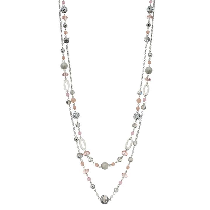 Simulated Crystal & Bead Long Multistrand Necklace, Girl's, Pink