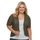 Plus Size Croft & Barrow&reg; Pointelle Shrug, Women's, Size: 1xl, Green