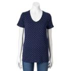 Women's Croft & Barrow&reg; Essential V-neck Tee, Size: Large, Dark Blue