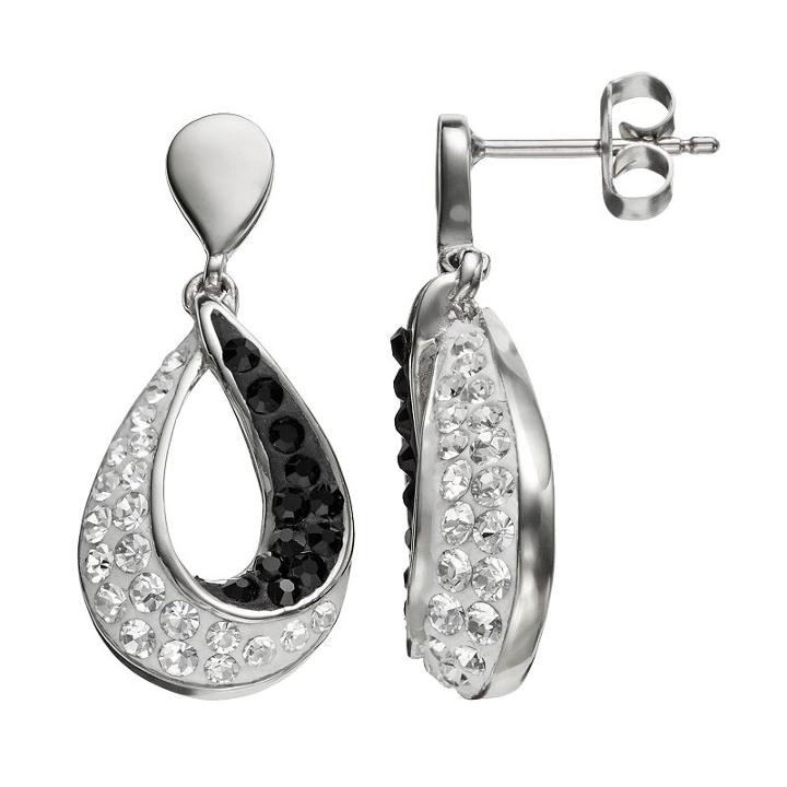 Crystal Silver-plated Teardrop Earrings, Women's, White