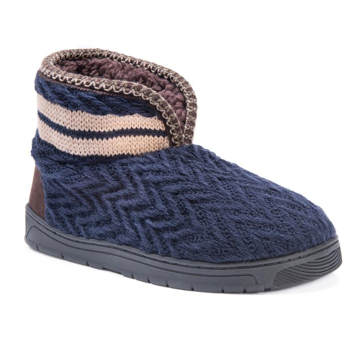 Men's Muk Luks Mark Bootie Slippers, Size: Medium, Dark Blue