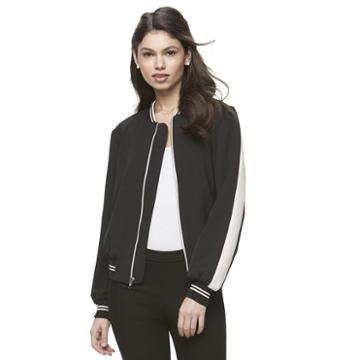 Juniors' Jolie Vie Striped Bomber Jacket, Girl's, Size: Xs, Black