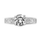 Rhodium-plated Sterling Silver Cubic Zirconia Ring, Adult Unisex, Size: 7