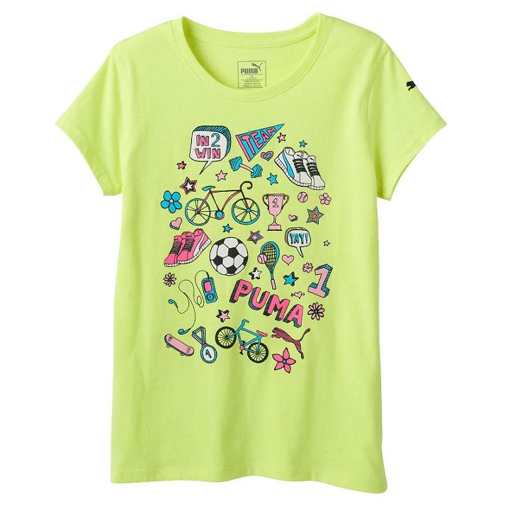 Girls 7-16 Puma Logo Sleeve Graphic Tee, Girl's, Size: Large, Lt Yellow