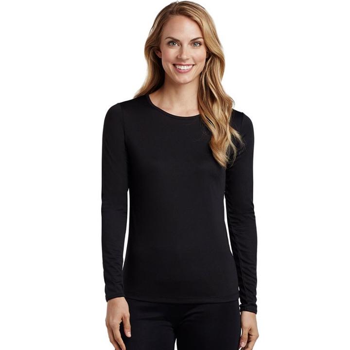 Plus Size Cuddl Duds Climatesmart Crewneck Top, Women's, Size: 1xl, Black