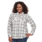 Plus Size Croft & Barrow&reg; Flannel Plaid Button-down Shirt, Women's, Size: 3xl, Brt Pink