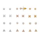 Lc Lauren Conrad Triangle & Quatrefoil Nickel Free Stud Earring Set, Women's, Multicolor