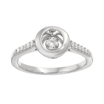 Brilliance In Motion 1/5 Carat T.w. Diamond Sterling Silver Circle Ring, Women's, White