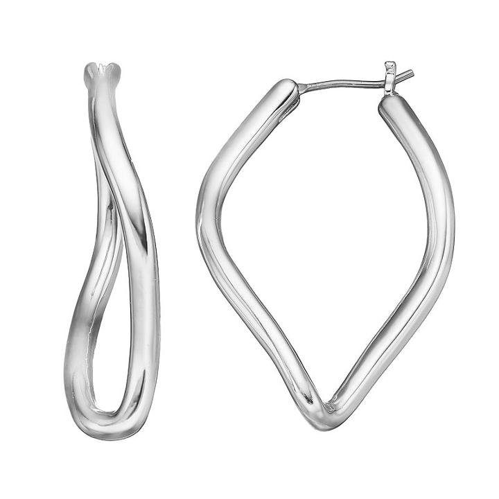 Napier Wavy Hoop Earrings, Women's, Silver