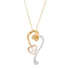 Tri-tone 14k Gold 1/8 Carat T.w. Diamond Abstract Heart Pendant Necklace, Women's, White