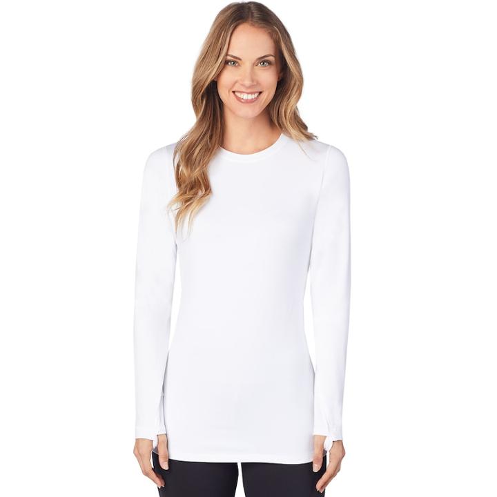 Women's Cuddl Duds Far-infrared Enhance Long Sleeve Crew, Size: Large, White