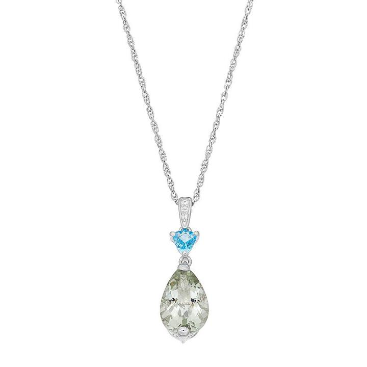 Sterling Silver Gemstone Pendant Necklace, Women's, Size: 18, Green