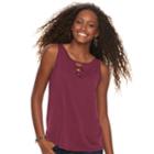 Juniors' Pink Republic Solid Cupro Lace-up Tank, Teens, Size: Large, Brt Red