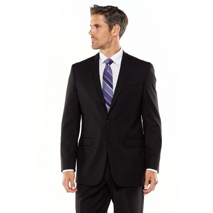 Men's Adolfo Classic-fit Solid Black Suit Jacket, Size: 44 Short