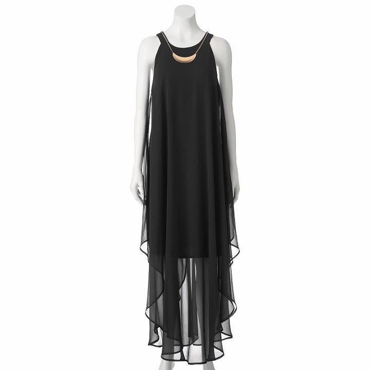 Juniors' Plus Size Wrapper Chiffon Halter Maxi Dress, Girl's, Size: 1xl, Black