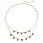 Simulated Abalone Triangle Double Strand Necklace, Women's, Gold
