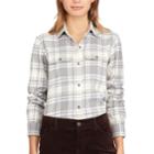 Women's Chaps Plaid Twill Button-down Shirt, Size: Xs, Grey