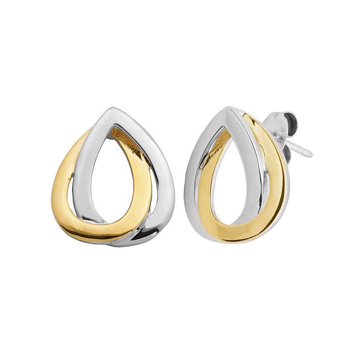 18k Gold Over Silver And Sterling Silver Double Teardrop Earrings, Women's, Yellow